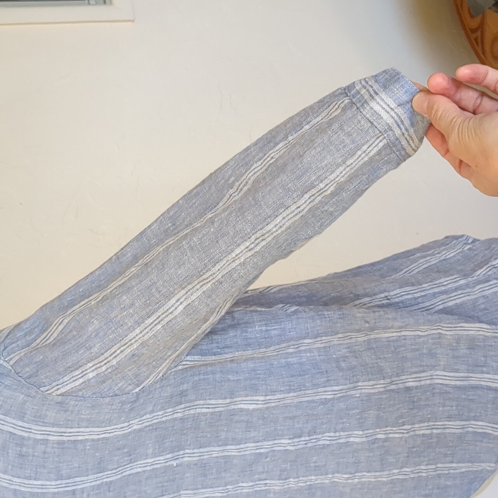 100% linen shirt, 3/4 length sleeves, Beachy,  Coastal Grandma - Picture 2 of 5